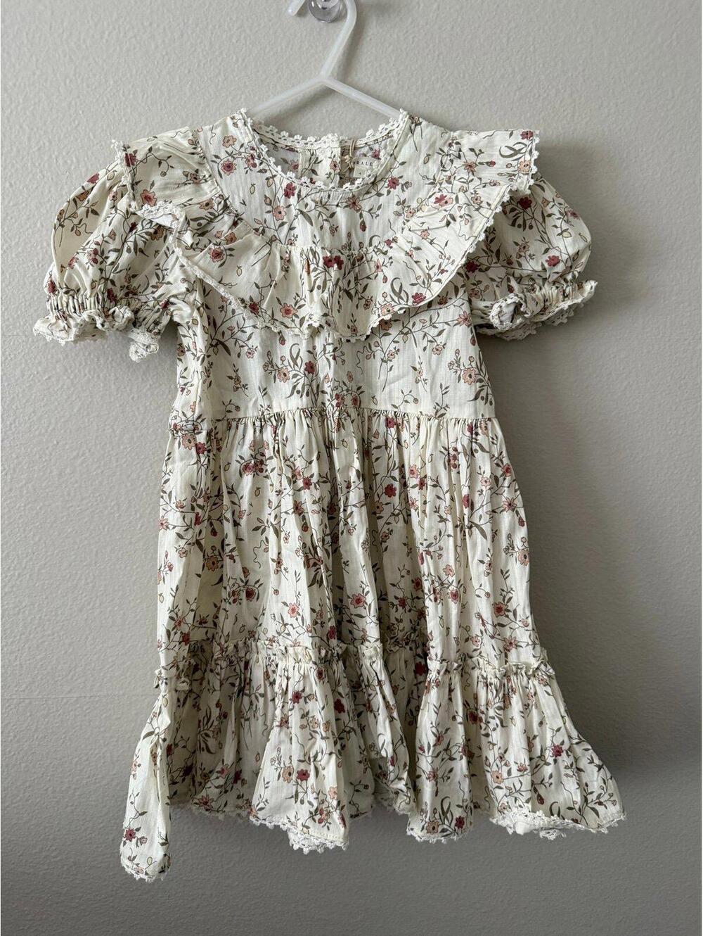 Noralee Floral Ruffle Dress Girls Size 4 Cottagecore Prairie Flower Girl NWT